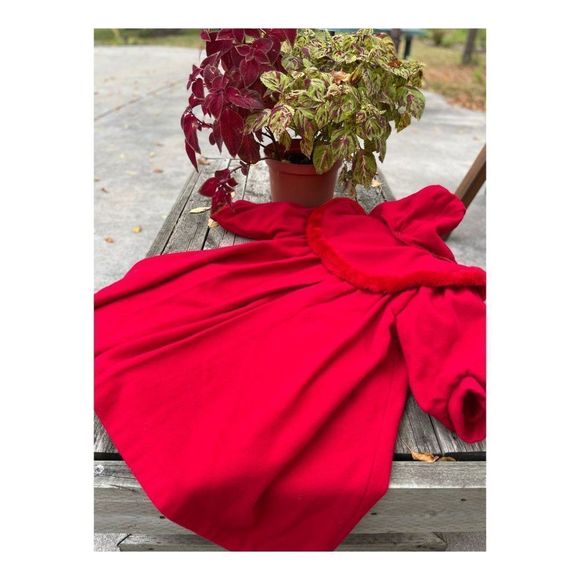 Vintage 1970s Gusti Virgin Wool Blend Red Swing Dress Coat Youth Sz 5 - Picture 3 of 16